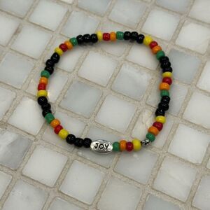 South African Beaded Bracelet with Silver Joy Charm